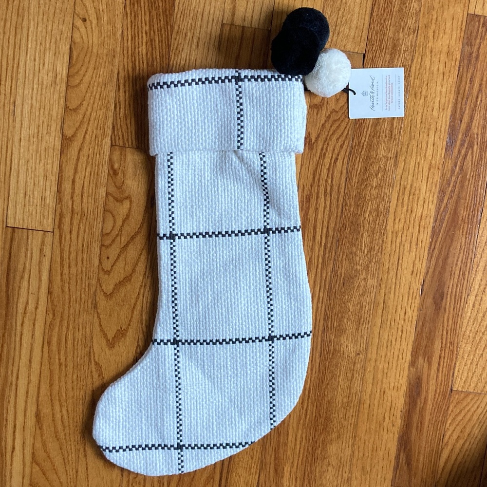 Hearth and Hand Checkered Christmas Stocking - White and Black
New with Tag!